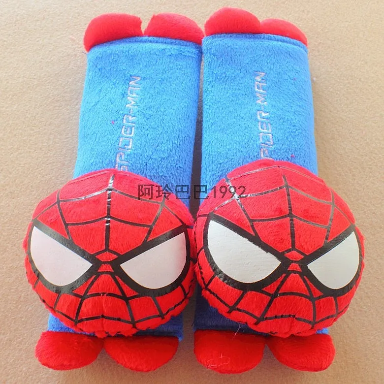 Spiderman 1 пара 20 см мультфильм анпанмен стежка Марио Дораэмон автомобиль плюшевое покрытие ремня безопасности наплечный коврик автомобиль игрушка оптом - Цвет: Spiderman