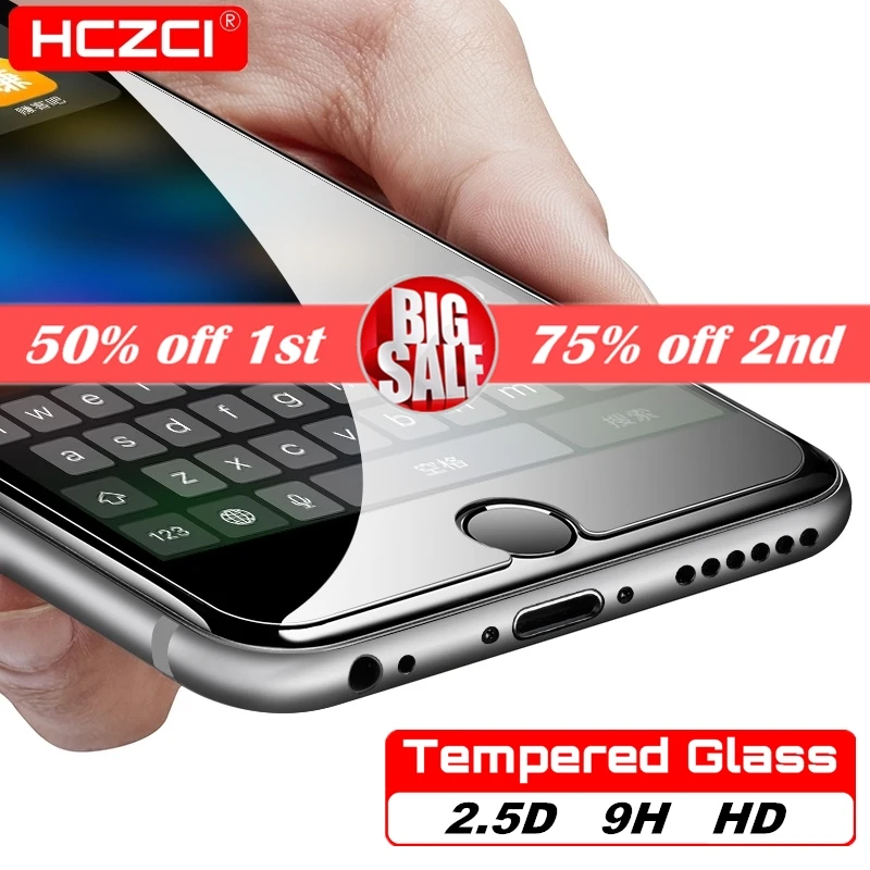 HCZCI для iPhone 7 8 6 6s Plus закаленное стекло X XR XS Max 5 SE S высокое качество защита экрана |