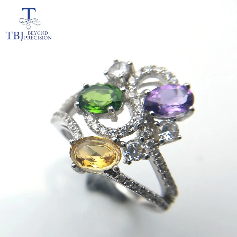 TBJ туфли лодочки нового дизайна с натуральным аметистом и цитрин диопсид 3 вида