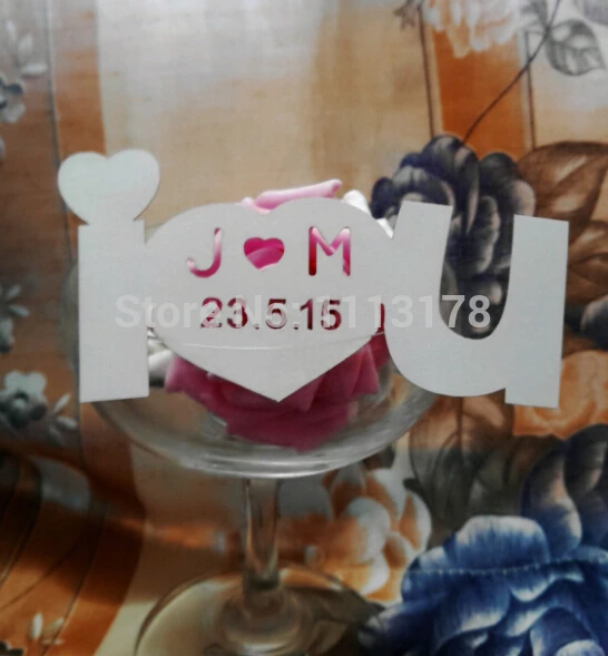 

personalized design only for you wedding party escort cards white I love you place cards wine glass cards name seat cardspc001