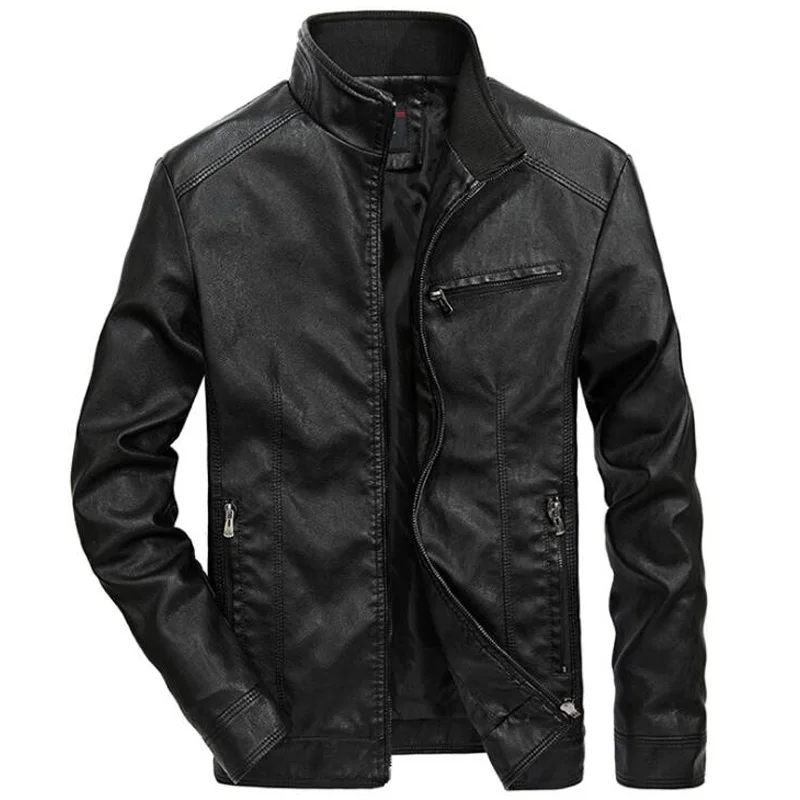 1302 thin black Куртки из искусственной кожи для мужчин Весна Осень Повседневная Молодежная локомотив байкерская куртка из искусственной кожи плюс размер 4XL 5XL jaqueta masculino couro - Цвет: 1302 thin black
