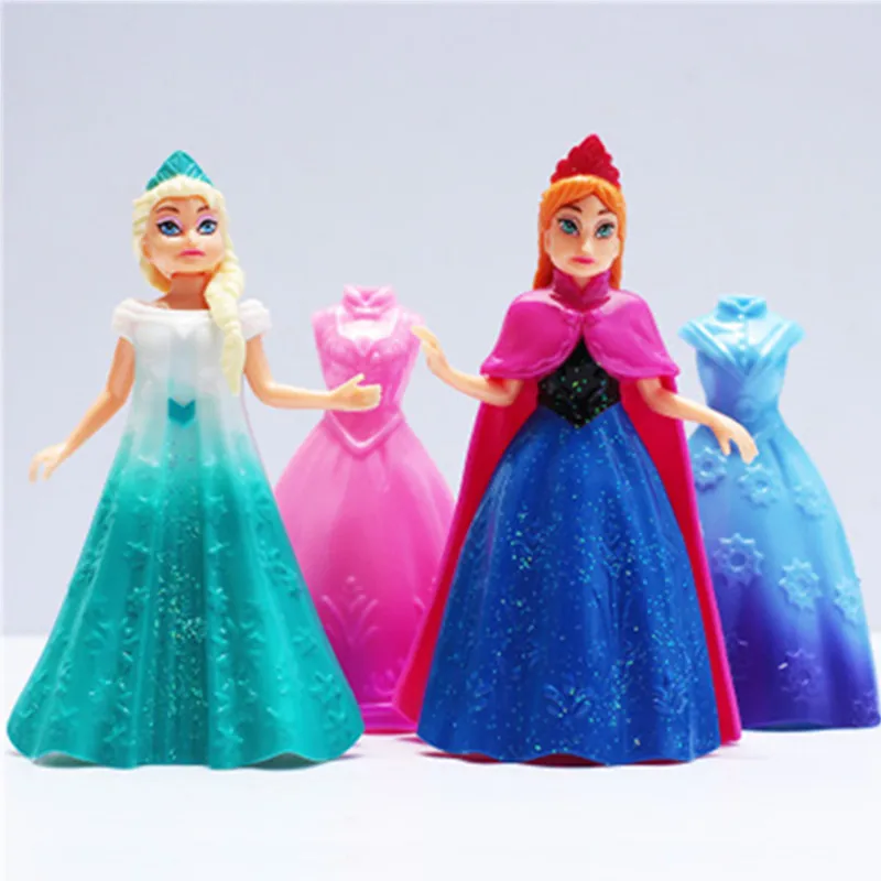 Disney Frozen 2 шт./лот 10 см принцесса Анна Эльза ПВХ Фигурки Модель игрушки куклы набор