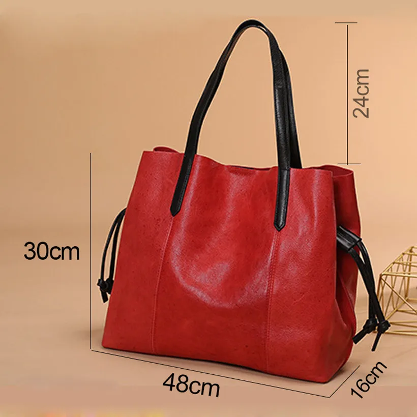 

Genuine leather bag new first layer cowhide women handbags ethnic style solid color magnetic buckle tote handbags top-handle bag