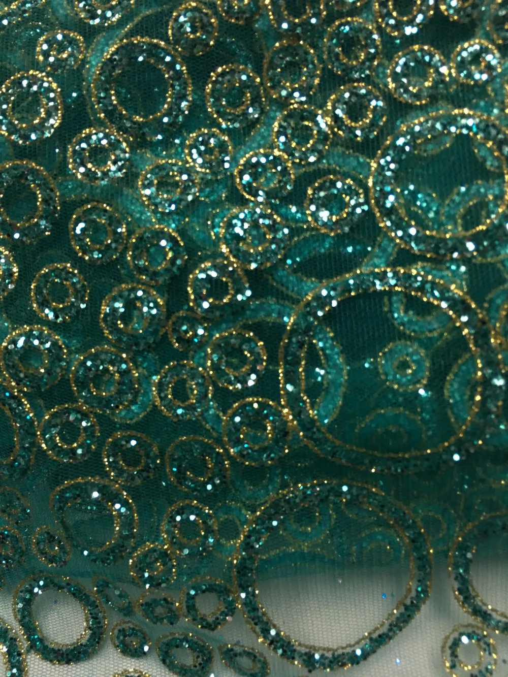 Золотой цвет шампанского Роскошная сетка тюль ручная печать блестящая кружевная