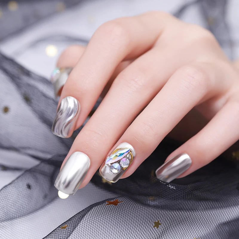 Зеркальный блестящий порошок для ногтей металлический цвет Сияющий розовый