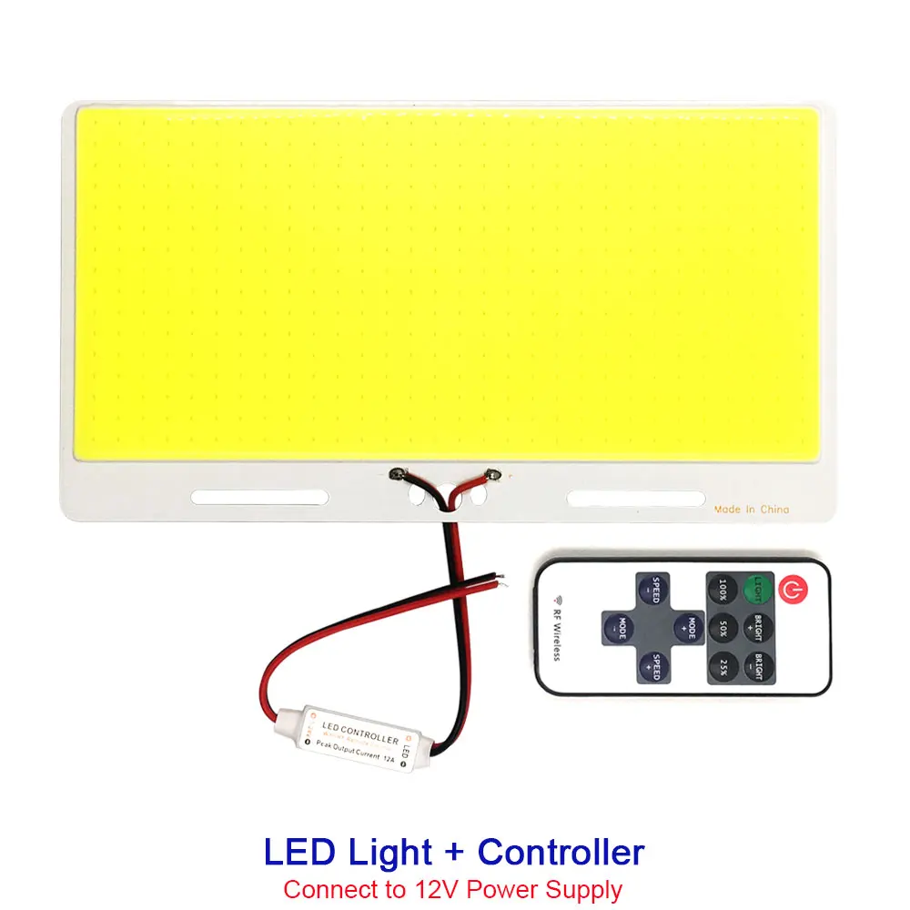 Light with Dimmer Холодный белый Светодиодный панельный светильник 200 Вт 12 В COB лампа с регулятором яркости 220*120 мм 110 В 220 В светодиодный светильник для внутреннего и наружного освещения автомобиля - Испускаемый цвет: Light with Dimmer