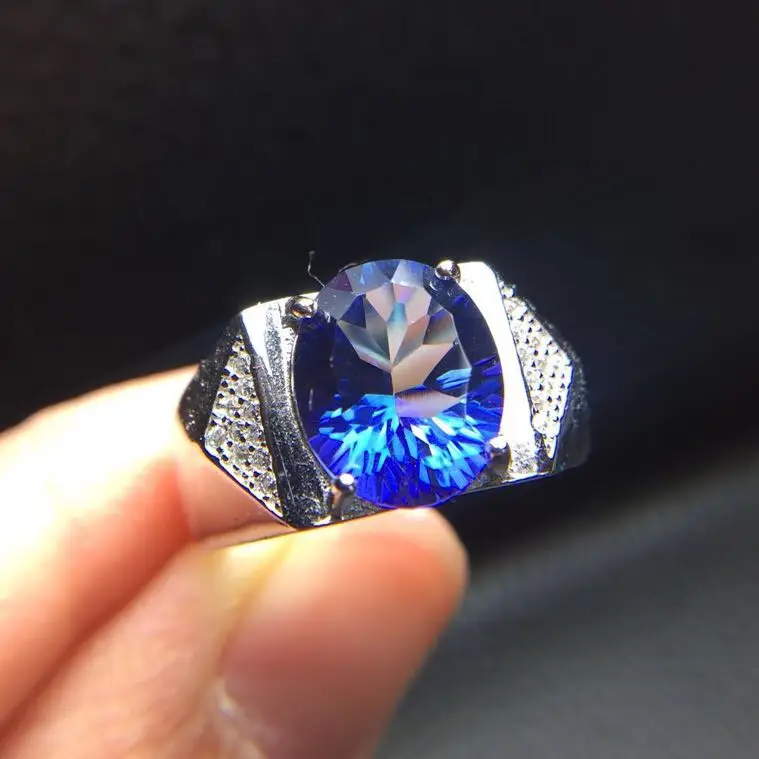 

Real And Natural Topaz Ring Man ring Free shipping 925 sterling silver 9*11mm gem For men Fine handworked jewelry