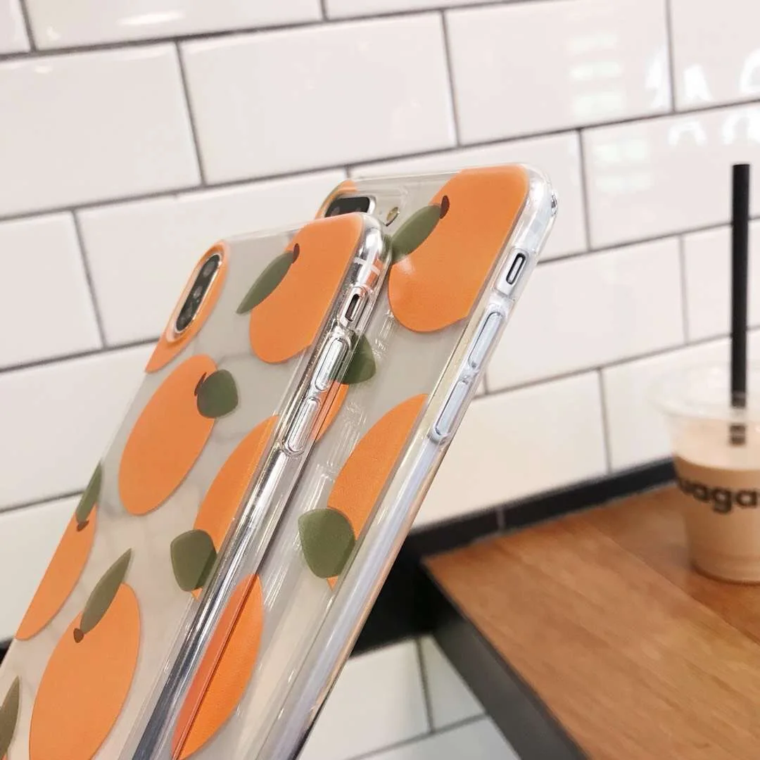 INS корейский милый фруктовый оранжевый чехол для телефона iPhone 8 7 6 6s Plus X XR Xs Max