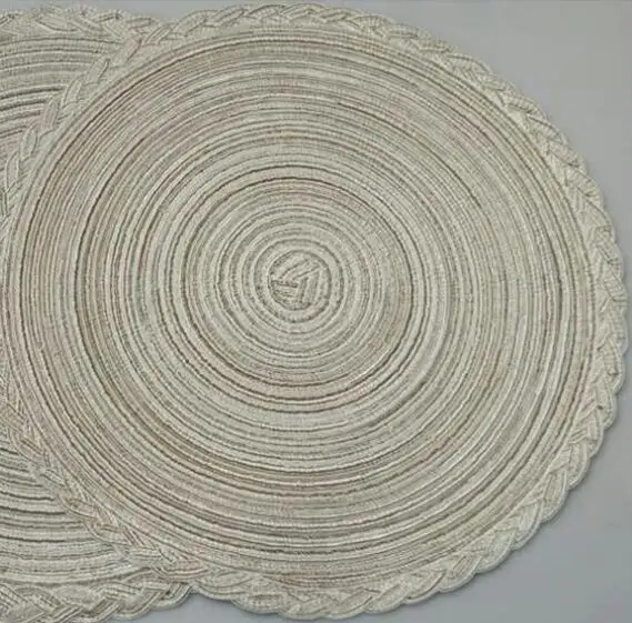 Beige Новинка, круглый коврик для стола, кухонные обеденные подставки для кружек, Нескользящие подстаканники для чашек, декоративный коврик для стола с цветочной стороной - Цвет: Beige