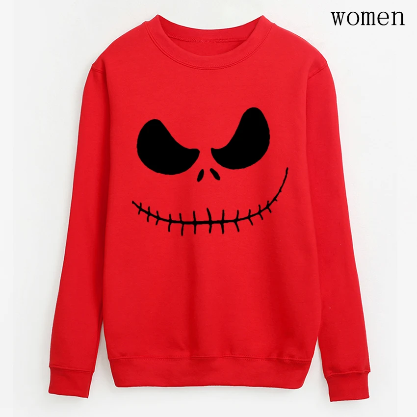 red1 Новое поступление, женские пуловеры Jack Skellington, толстовки со злой улыбкой, осень, kpop, толстовка, femme, harajuku, Повседневная брендовая одежда - Цвет: red1