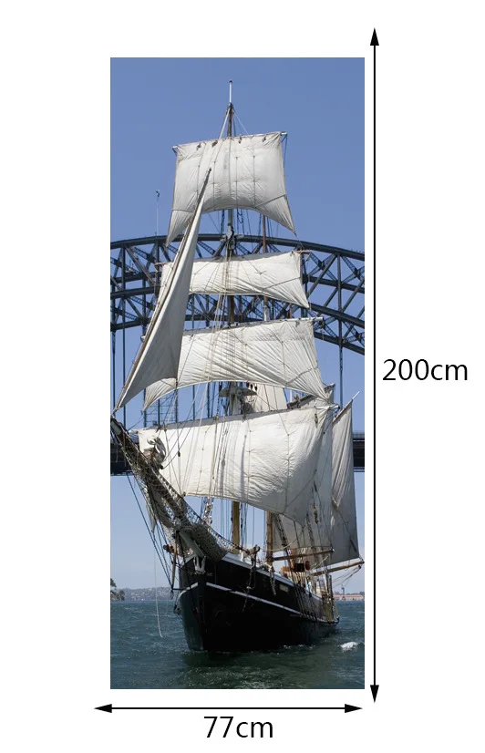 2 панели белая изображение парусника настенные росписи Sticker s дверные наклейки