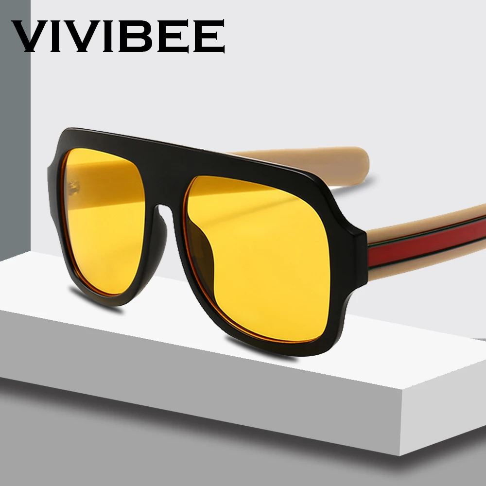 VIVIBEE модные негабаритные специальные хип-хоп солнцезащитные очки для мужчин 2019