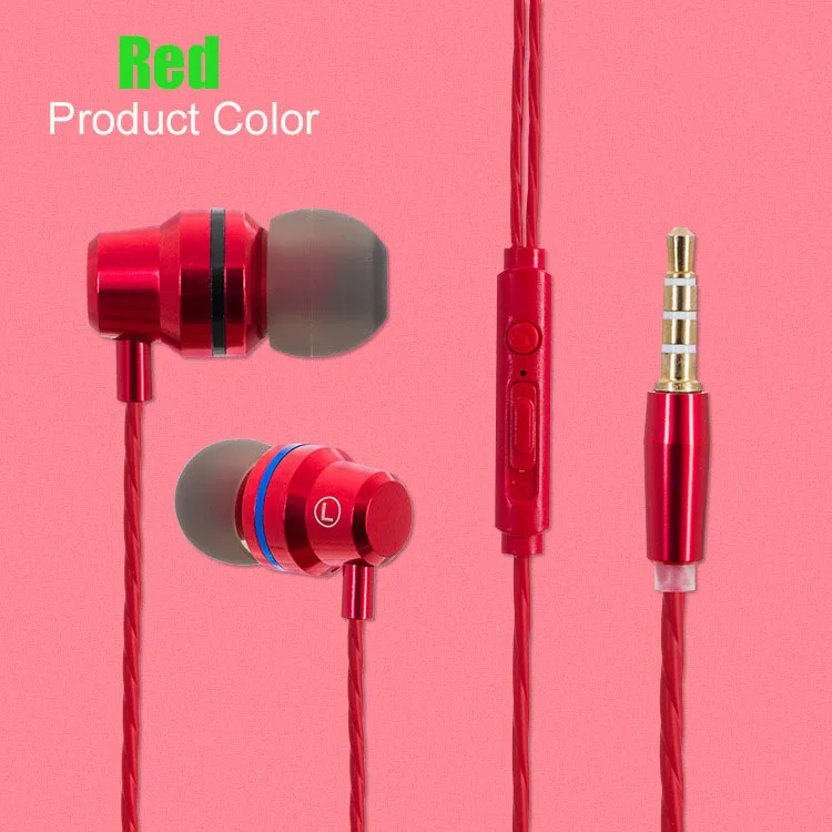 Red Hi-Res Аудио Проводные наушники гарнитура с микрофоном металлические наушники-вкладыши стерео Бас Звук с 3,5 мм разъем наушники kulakl k Ecouteur - Цвет: Red