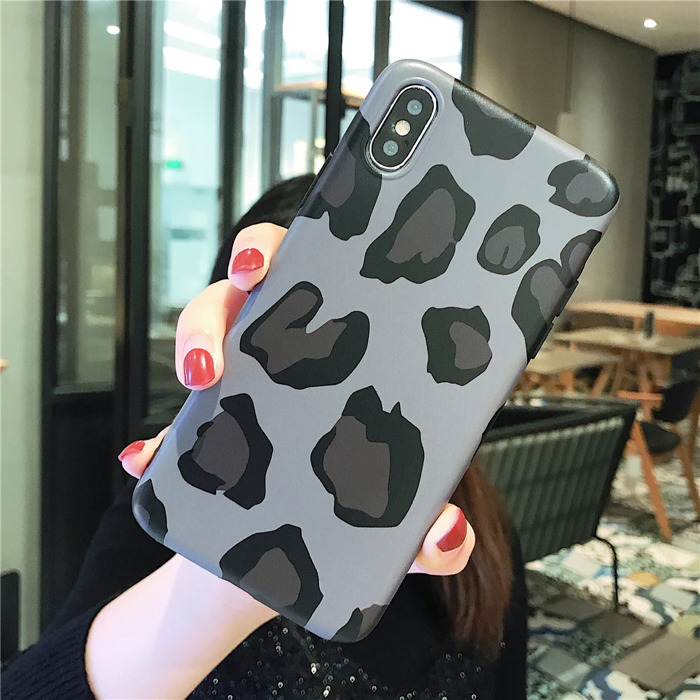 Серый Модный леопардовый чехол для телефона iPhone 7 8 Plus 6 6S X XS MAX XR мягкая IMD