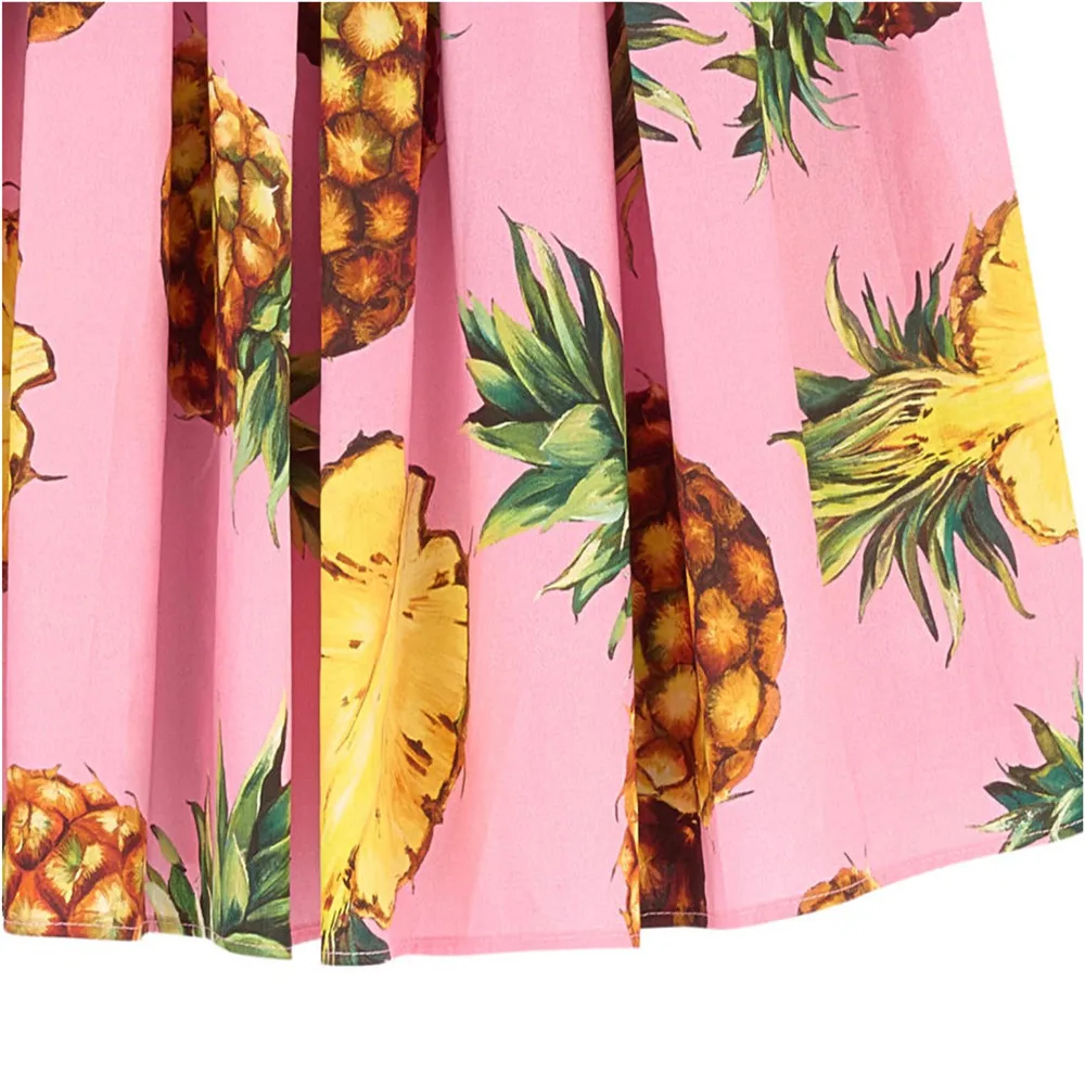 Платье для девочек с ананасовым принтом детская одежда Брендовое модное