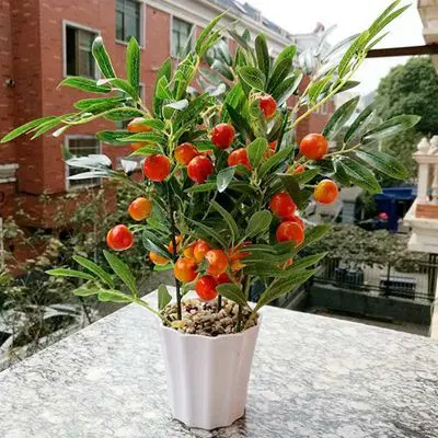 cherry Домашний декор фрукты апельсин вишня дерево эмуляция Бонсай Декоративные искусственные цветы Поддельные Зеленый горшок растения украшения - Цвет: cherry