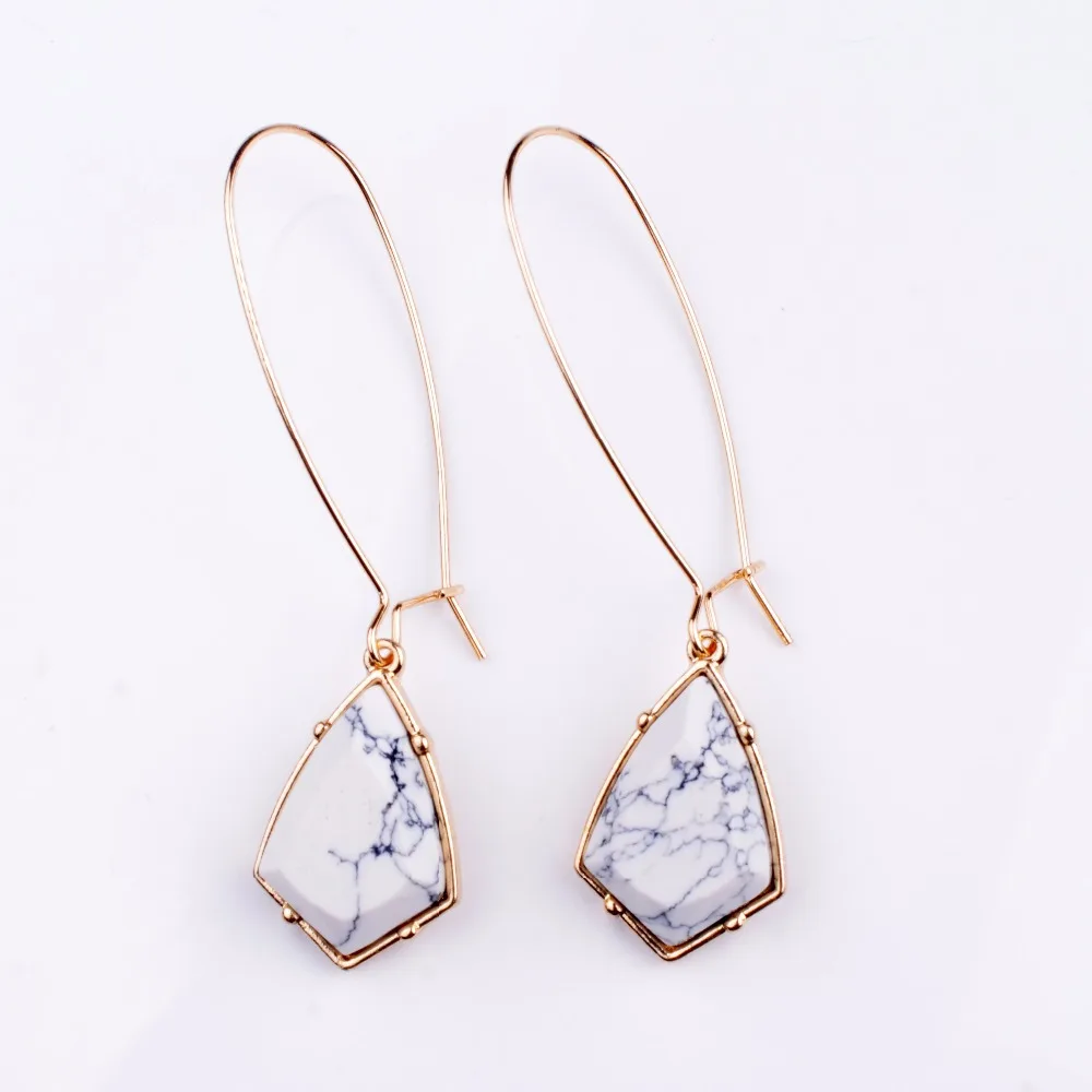 SEVENSTONE модные геометрические золотые серьги капли Howlite для женщин с белым