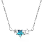 Мода 925 серебро синий кристалл пятиконечная звезда кулон ожерелье для женщин девушки ключицы цепи ожерелье женские корейские ювелирные изделия