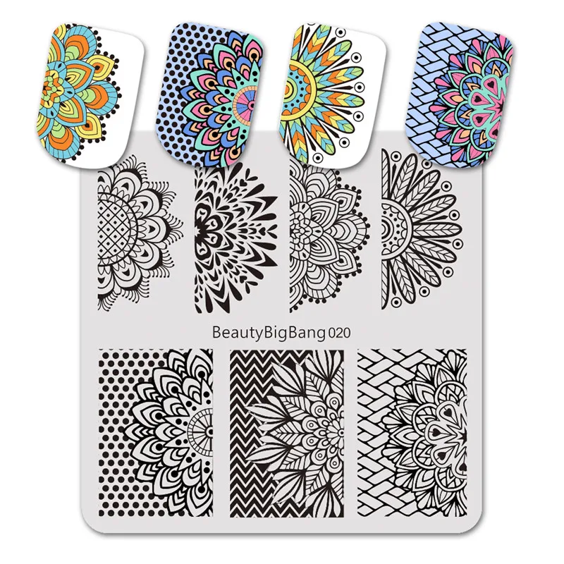 BeautyBigBang 6*6 см штамповка для ногтей цветочный узор серия Мандала шаблон