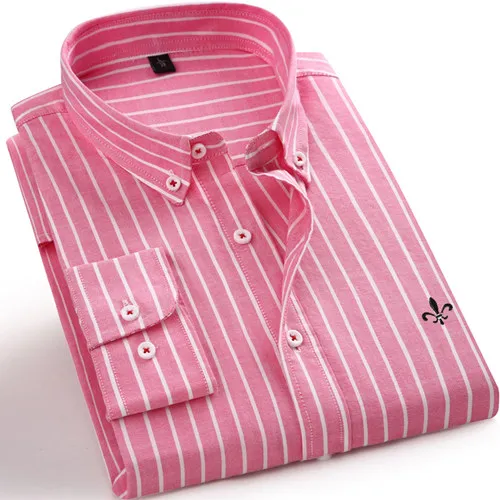 DUDALINA Camisa полосатая Мужская Повседневная рубашка с длинными рукавами из хлопка, приталенная мужская одежда Aramy Aleatory рубашка - Цвет: XYX-TW11PINK T