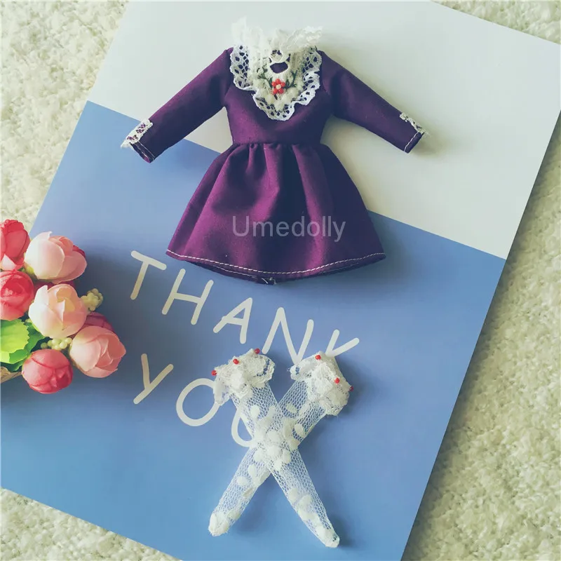 Новинка 2018 1 комплект модный костюм (фиолетовое платье + носки) для 1/6 Blyth Azone Licca
