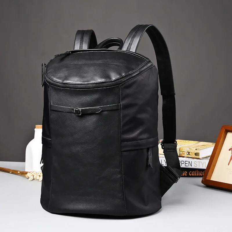 Черный кожаный рюкзак школьный для подростка однотонные кожаные Рюкзаки мужчин
