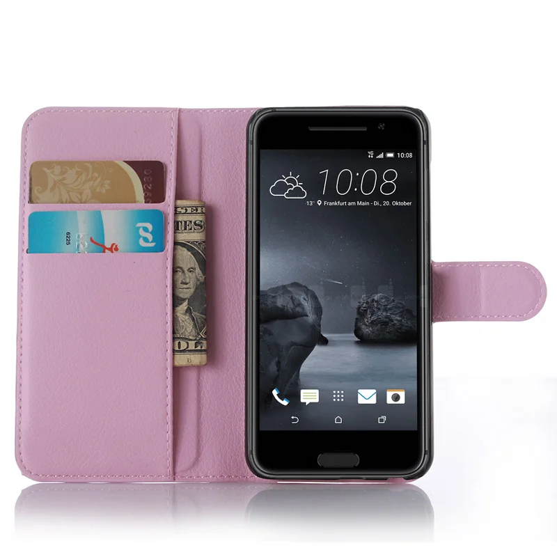 Чехол для htc один A9 A9w Aero кошельки с отделениями для карт и подставкой в виде чехол личи шаблон чехол Защитный кожаный чехол с откидной крышкой черный чехол для htc a9 - Цвет: Розовый