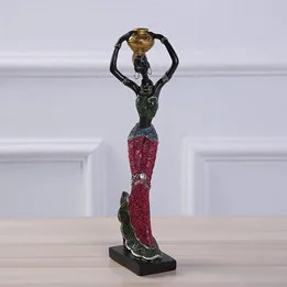 001 Скульптура из смолы, украшение для дома, аксессуары, африканская статуя, статуя из смолы, орнаменты, африканская женская скульптура, креативная скульптура - Цвет: 001