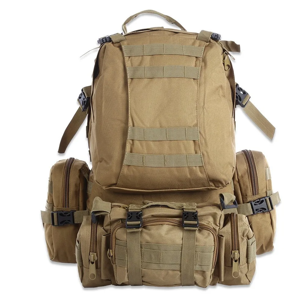 Khaki 50л многофункциональная спортивная сумка Molle тактический Камуфляжный водостойкий рюкзак для спорта на открытом воздухе, альпинизма, туризма, кемпинга - Цвет: Khaki