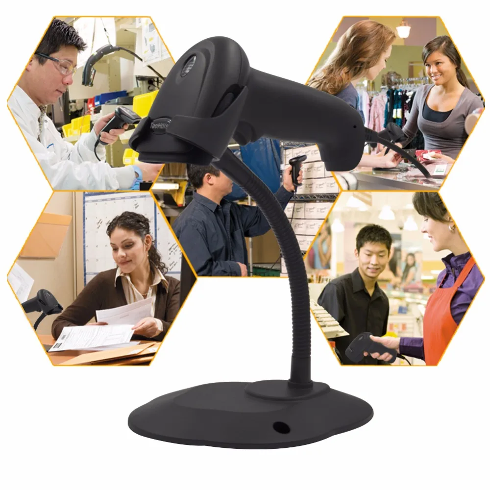 Automatic Barcode Scanner Handheld 1D Laser Wired Bar Code Reader with Hands Free Adjustable Stand Sensing and Scan | Компьютеры и