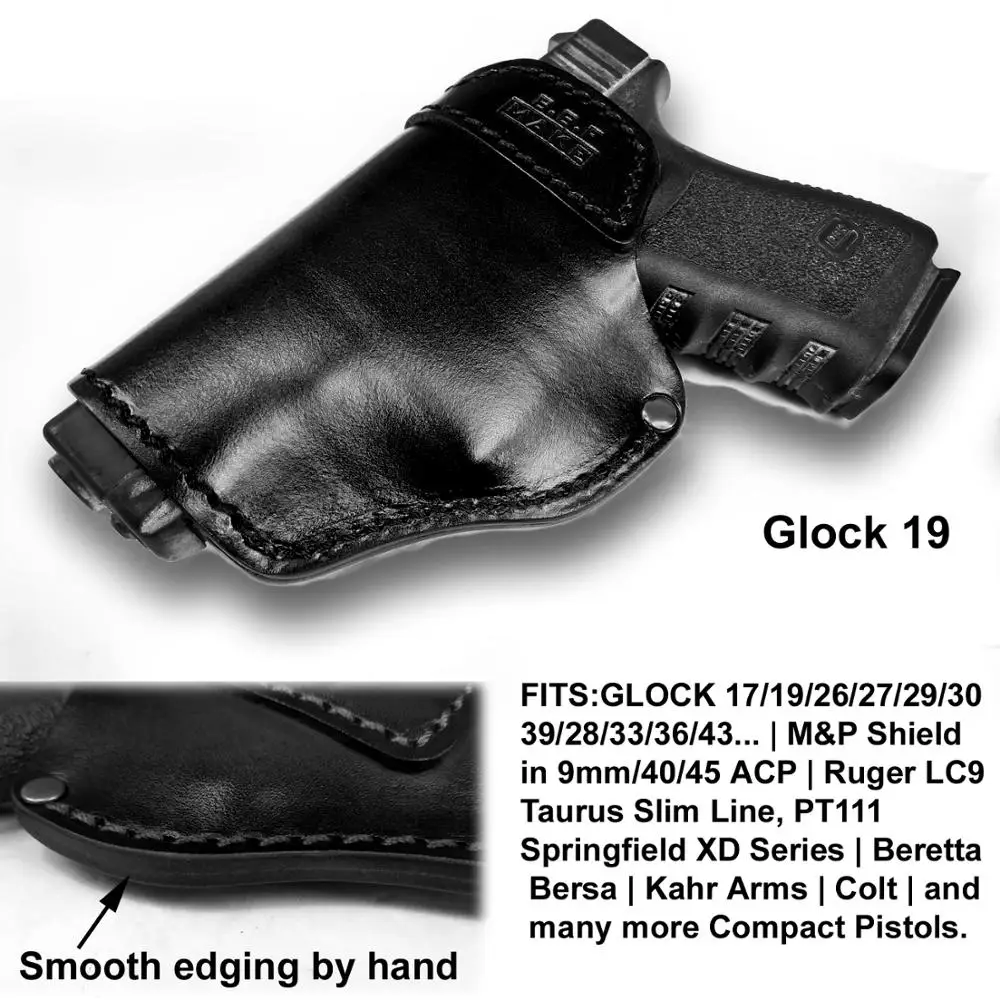 B.B.F MAKE Пистолет Чехол кожаный мешок Patternt сумка доски для S& W М& P щит GLOCK 17 18 19 22 23 26 27 32 42, 43 SpringField Cas