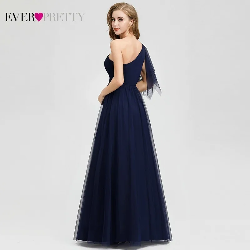 Vestidos De Gala Ever Pretty темно-синие платья для выпускного вечера Длинные на одно плечо с бисером сексуальные вечерние платья элегантные платья для торжественных событий