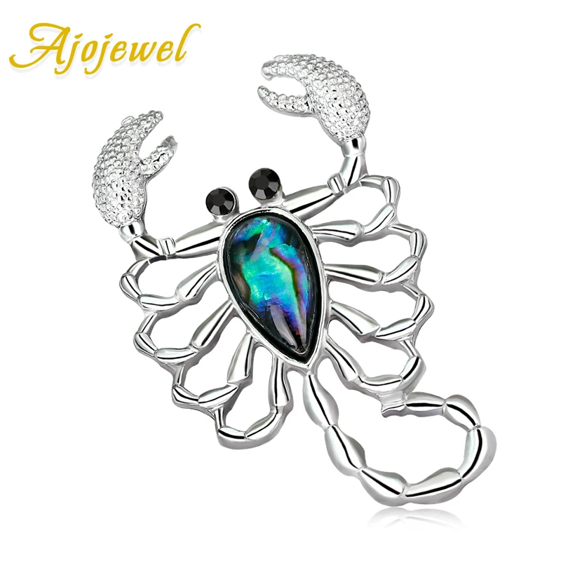 Ajojewel Blue Sea Shell Bijoux брошь скорпиона булавка для костюма ювелирные изделия