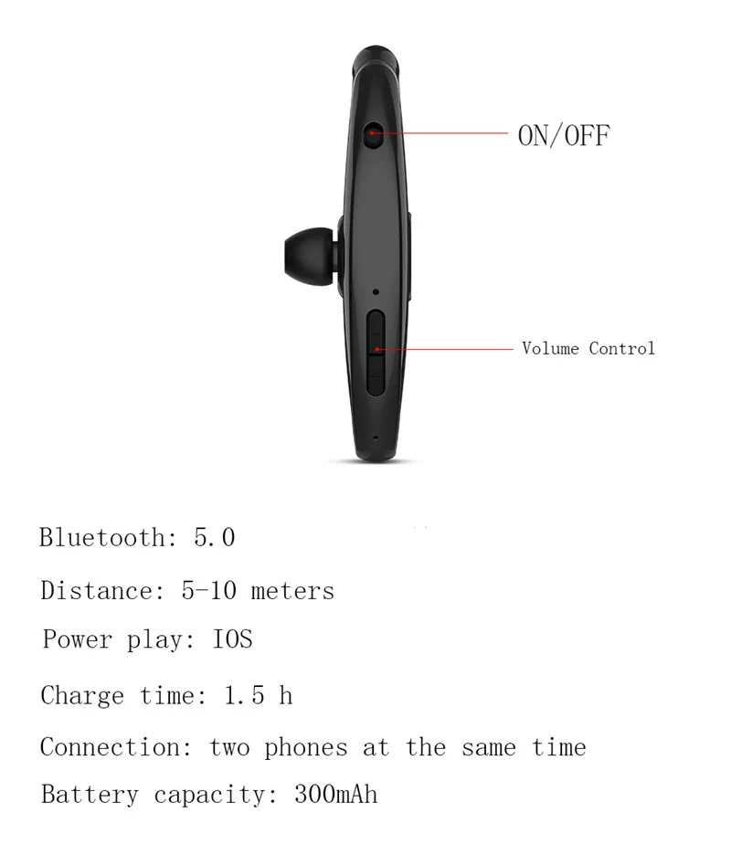 Новинка, Q10, беспроводные наушники, вкладыши, ушные крючки, Bluetooth 5,0, наушники, 100 мА/ч, одиночные, Handfree, с микрофоном, для вождения, спорта, PK V9