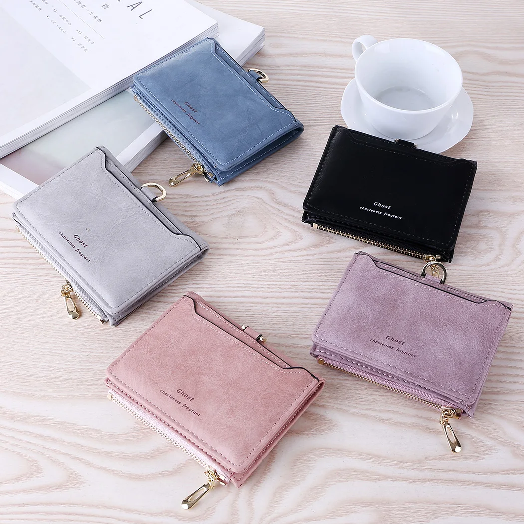 Fashion Women Solid Color Wallet Small Female Vintage Matte Purse Short Snap Fastener Lady Letter Zipper | Багаж и сумки