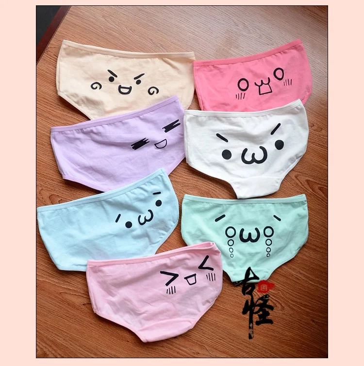 Симпатичные Женские аниме Kaomoji kun Emoticon интимные трусики солнцезащитное нижнее