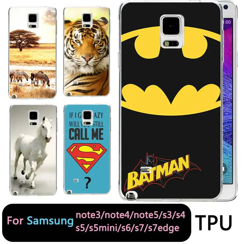 QMSWEI TPU Soft Phone Case For samsung Note5 S8 s6 s7 edge s4 s5 s3 C5 C9 note3 note4 S9plus Batman Horse Zebra Tiger |