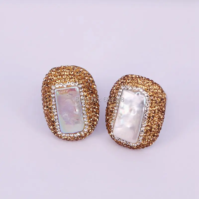 Женское кольцо с натуральным жемчугом 5 шт. золотым и желтым кристаллом жемчужные