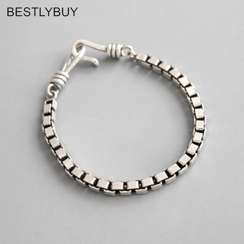 BESTLYBUY 4 мм ширина коробка цепь браслеты Vahine Аутентичные 925 стерлингового серебра