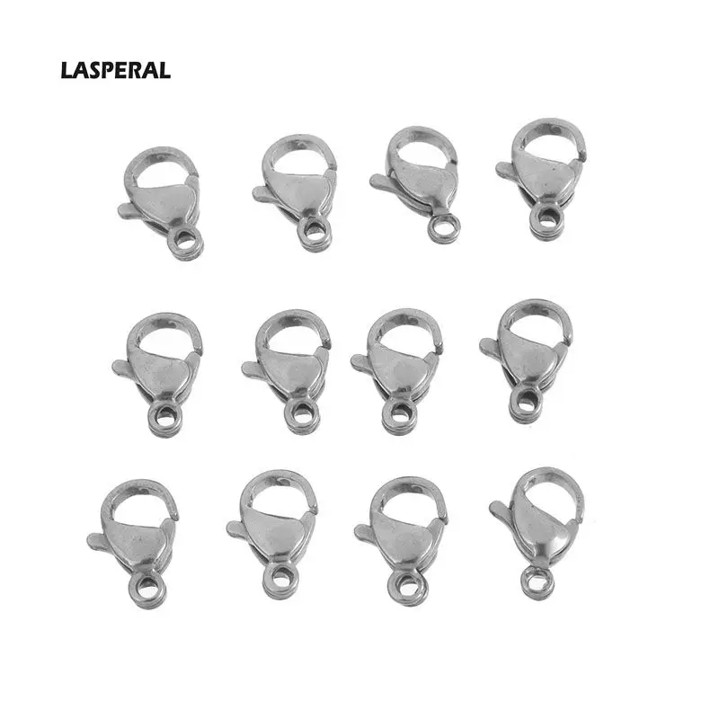 LASPERAL, 50 шт в наборе, Нержавеющая сталь карабины для ожерелья Браслеты застежка, сделай сам, ювелирное изделие, аксессуары Findings, 9/10/11/12/13 мм