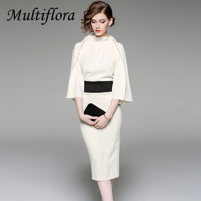Multiflora осеннее платье для женщин облегающие брюки клеш рукав vestidos Ruffled средства