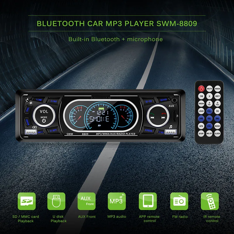 Автомагнитола Onever 1 Din 12 В Bluetooth ЖК дисплей|Автомобильные радиоприемники| |