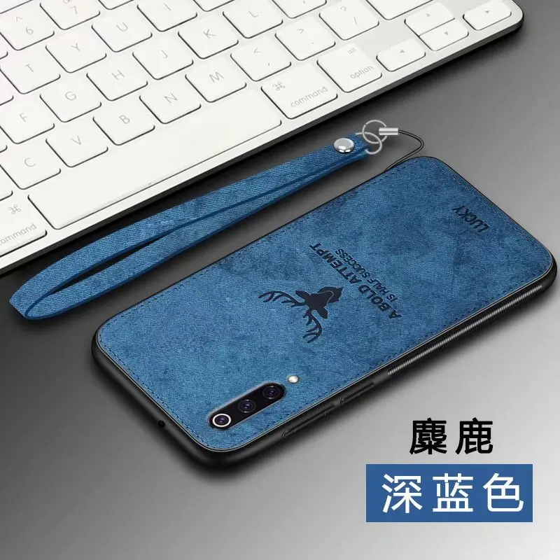Чехол для Xiaomi Mi 9 роскошный мягкий силиконовый + жесткий тканевый чехол с оленем