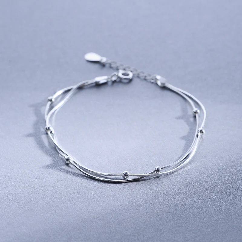 

Женский двухслойный браслет-цепочка с бусинами S925 svjewelry