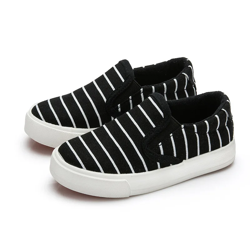 2017 модная детская парусиновая обувь в полоску Детские лоферы для бега мальчиков