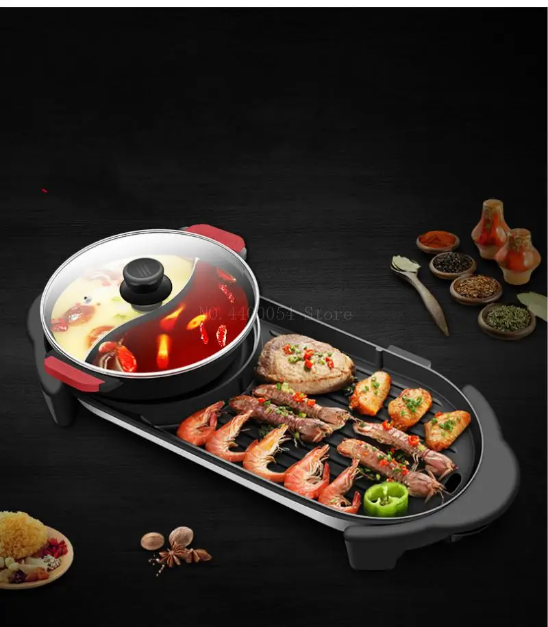 Двухтемпературный жаровня электрический чайник для барбекю электрическая печь