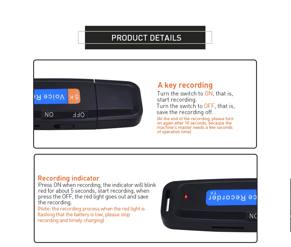 TISHRIC Usb диктофон перезаряжаемый Мини Профессиональный флеш-накопитель диктофон для 1-32 ГБ Micro SD TF карта