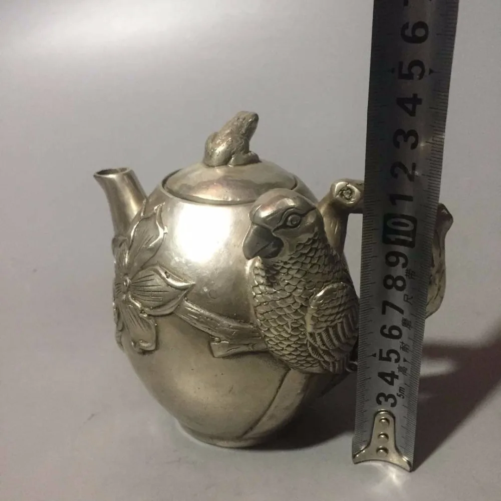 Home decoration Teapot Metal crafts Collection chinese old Silver parrot pot /bird tea | Дом и сад