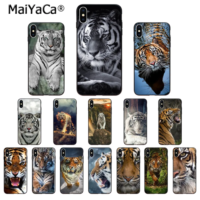 MaiYaCa вращающееся животное тигр Силиконовый ТПУ мягкий черный чехол для телефона