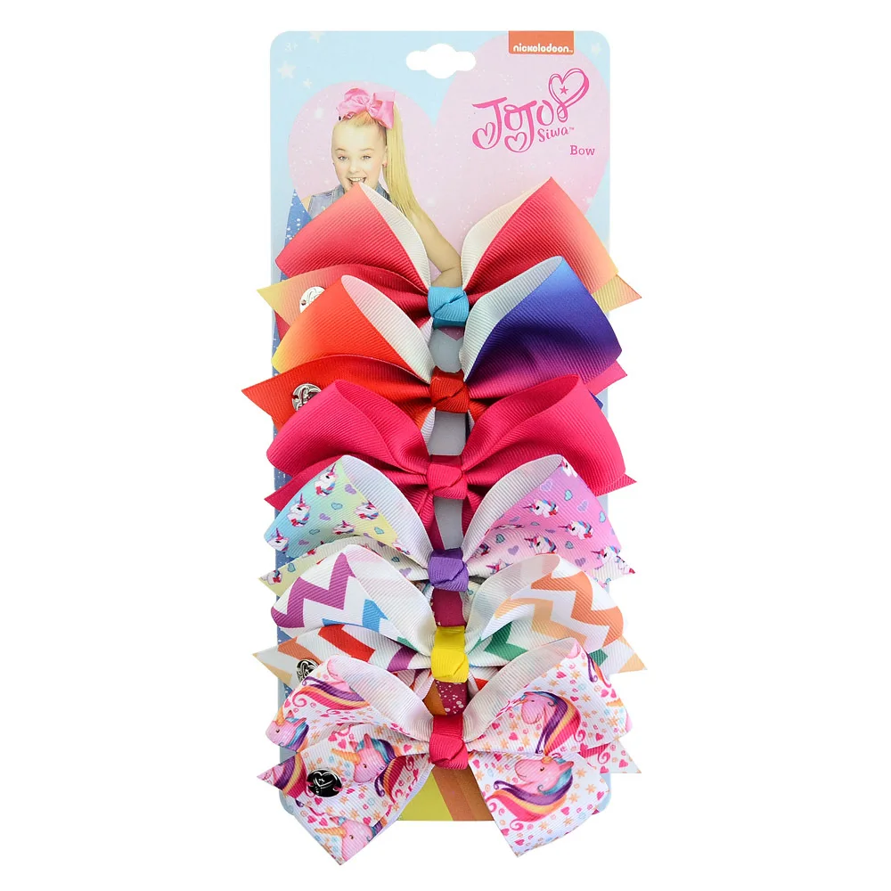6Pcs 5 Inch&quotjojo Girls Siwa Unicorn Collection Coral Colorful Hairpin Large Hair Bows Accessories For | Детская одежда и обувь